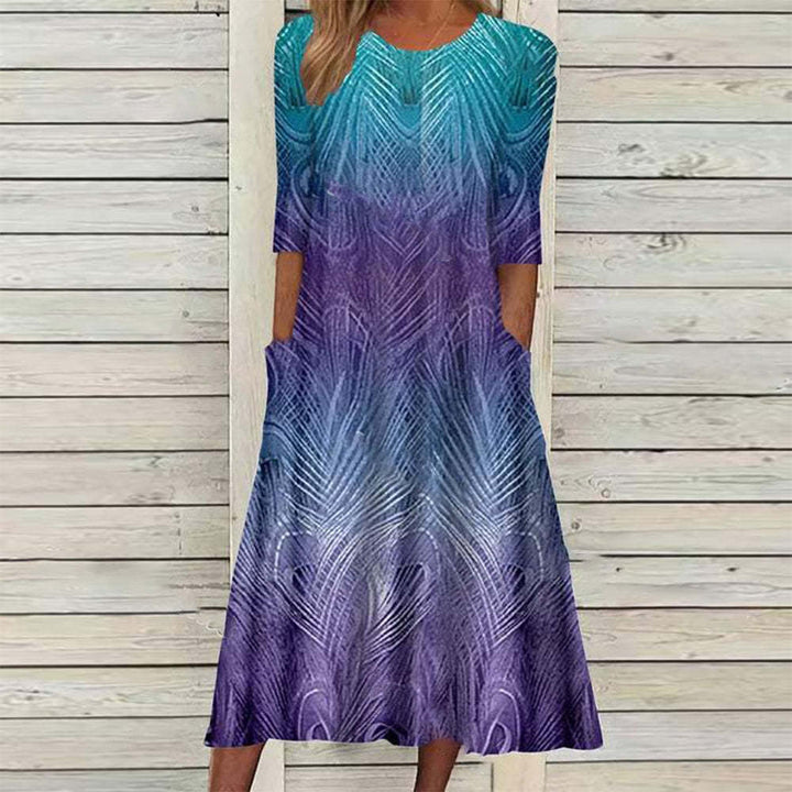 Dame Elegant Midikjole med farverig gradient Stilla
