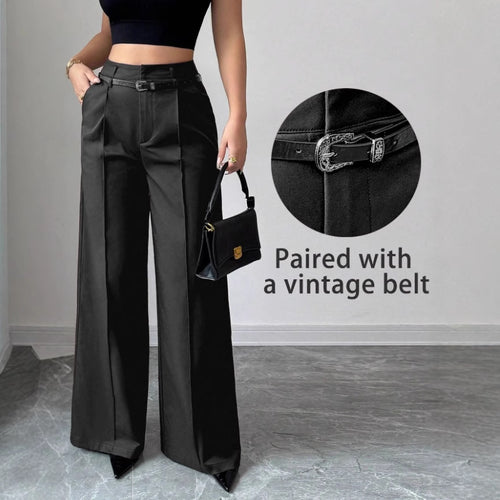 Dame elegante brede bukser med bælte Skovae