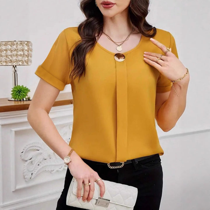 Dame Chiffon Bluse med elegant knaplukning Stilla