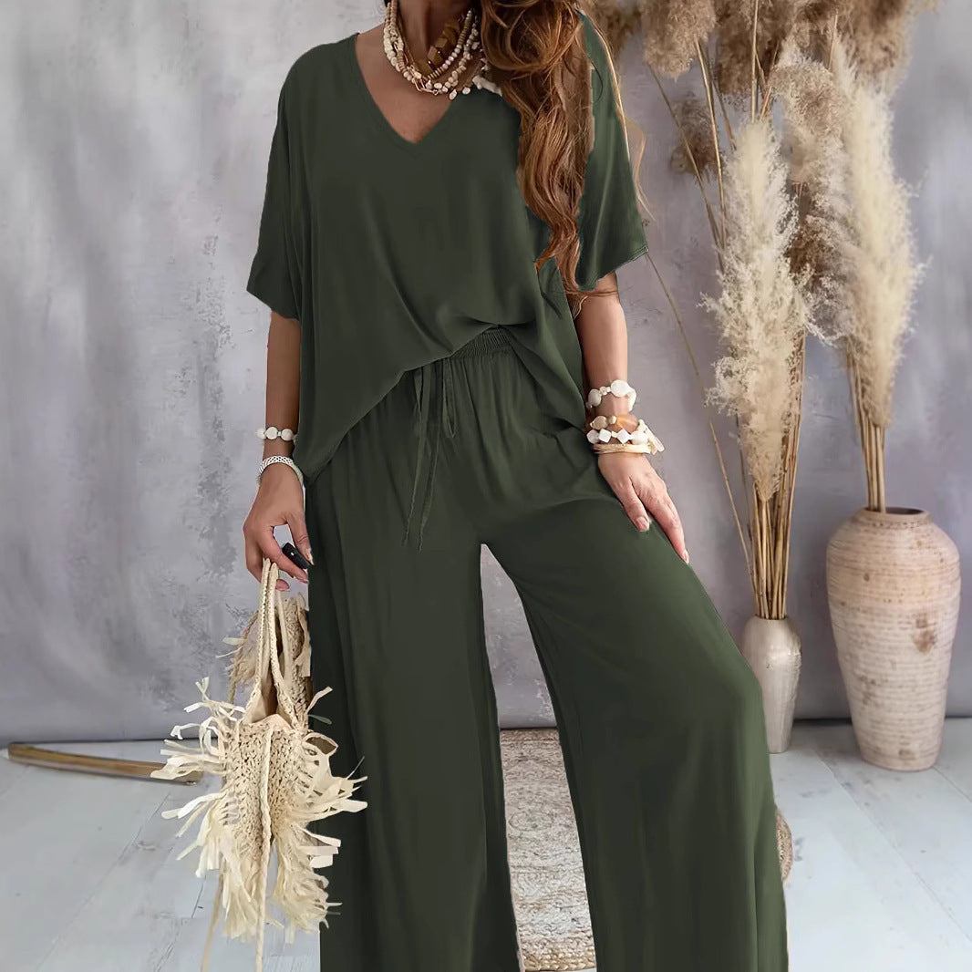 Dame Komfortabel Jumpsuit med V-udskæring og elastisk talje Stilla