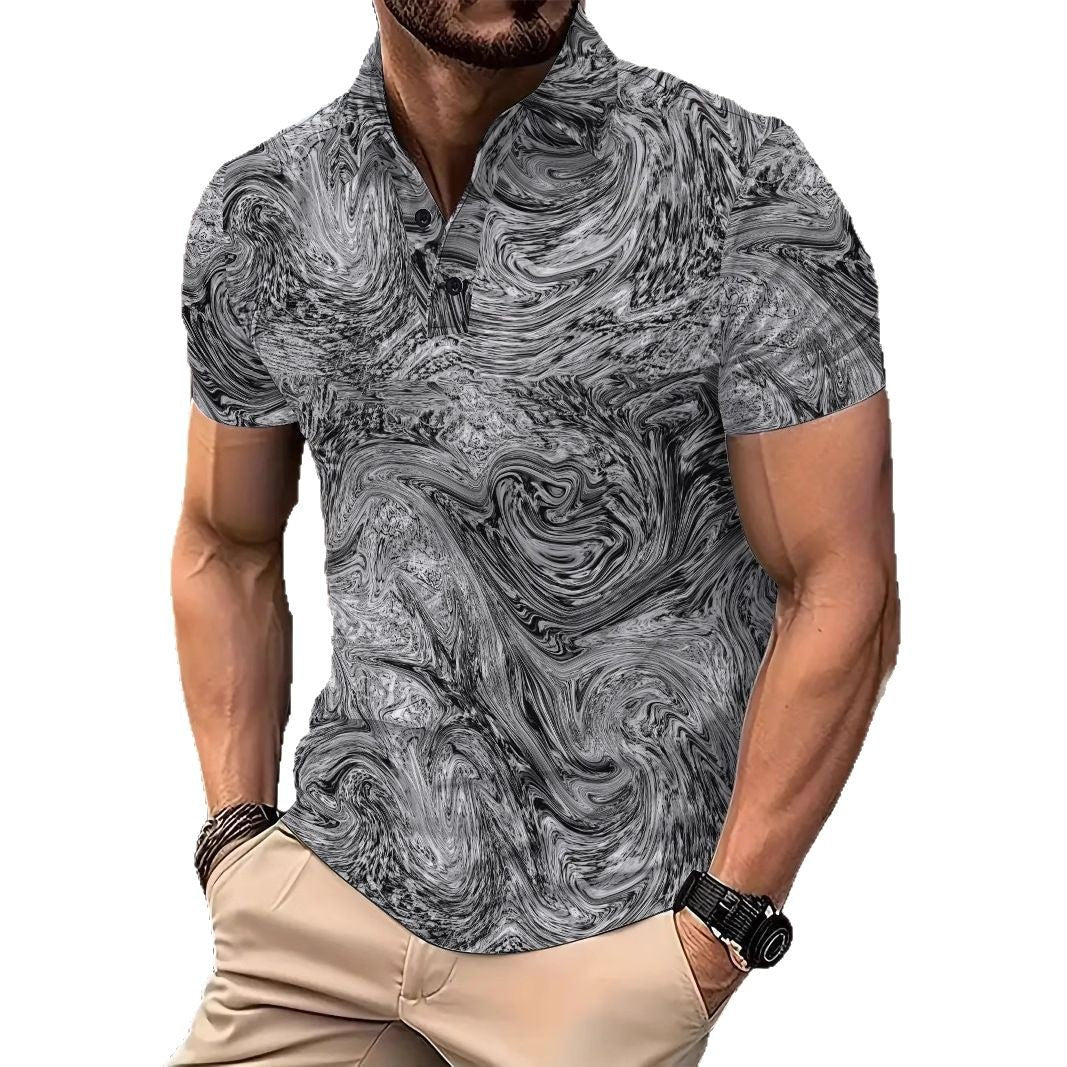 Herrer Poloshirt med moderne marmorering Stilla