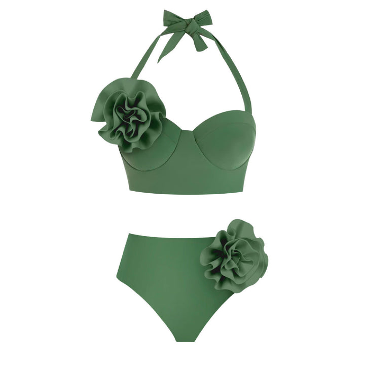 Dame bikini-sæt med elegant flæsepynt og høj talje Stilla
