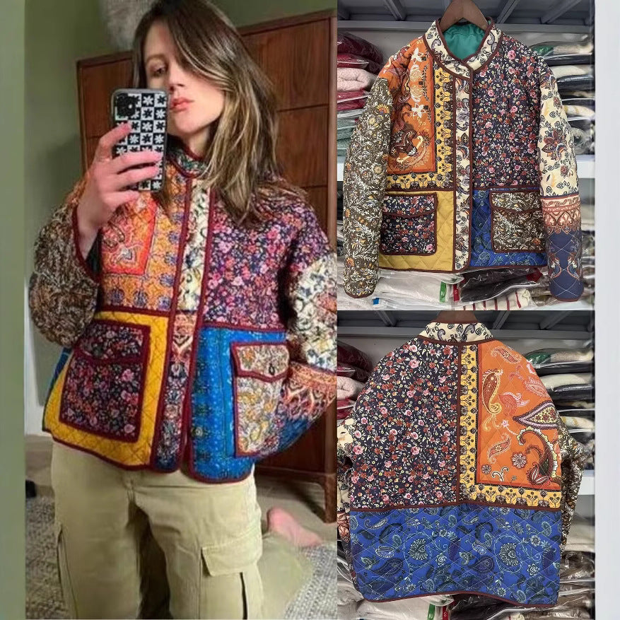 Femme Vatteret Floral Patchwork Jakke Stilla