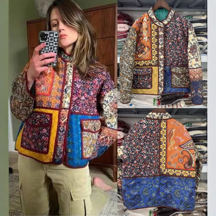 Femme Vatteret Floral Patchwork Jakke Stilla