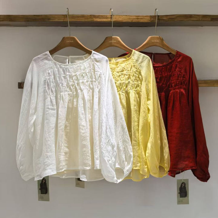 Femme Let bluse med rynket detalje Stilla