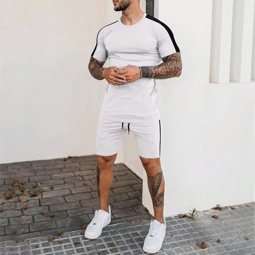 Herren Sportliches Kurzarm-Set mit seitlichem Kontraststreifen Stilla