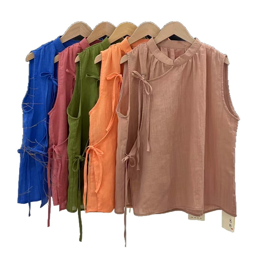 Femme Elegante Ærmeløs Linnedbluse Stilla