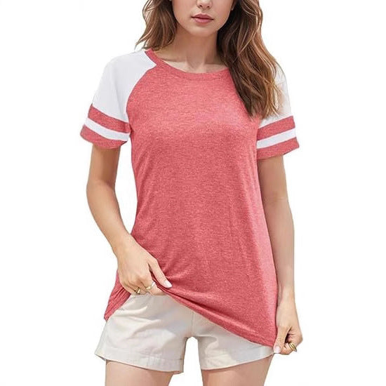 Dame sporty T-shirt med raglanærmer og moderne striber Stilla