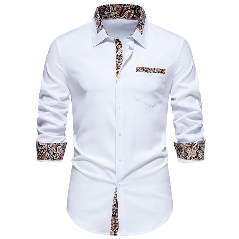 Herrer Stilfuld Kontrastkrave Knappen shirt Stilla