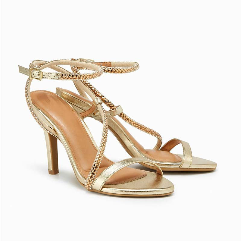 Femme Elegante Strass-besatte High Heel Sandaler Stilla