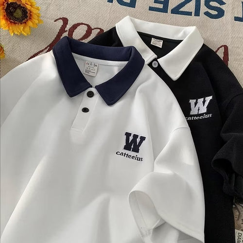 Herre polo shirt med kontrasterende krave og broderet logo Stilla