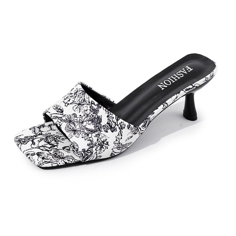 Damer Behagelige Slingback-Pantoletten med elegant blomstermønster og moderne hæl Stilla