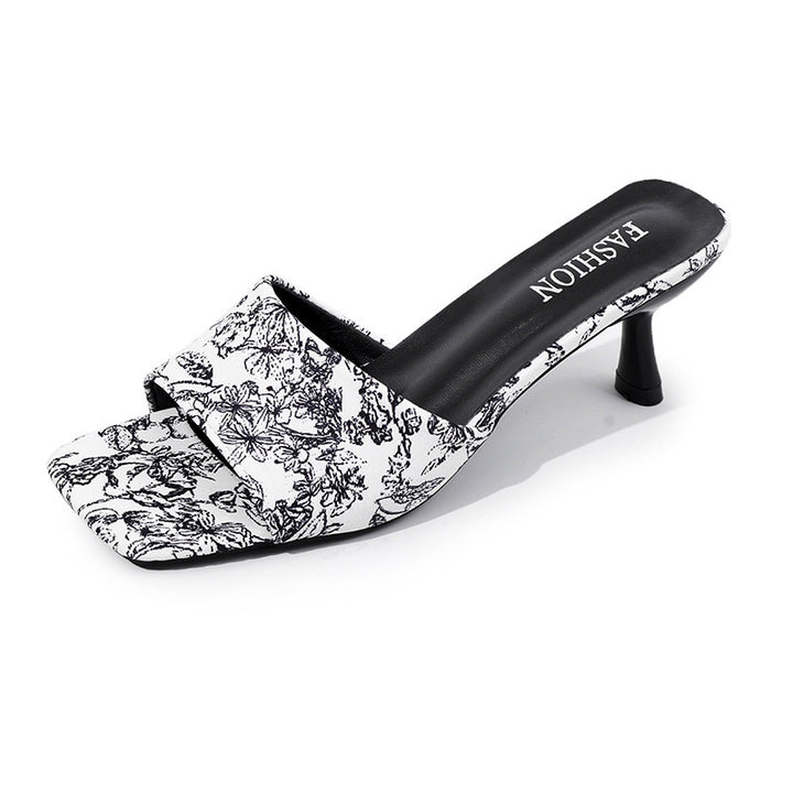 Damer Behagelige Slingback-Pantoletten med elegant blomstermønster og moderne hæl Stilla