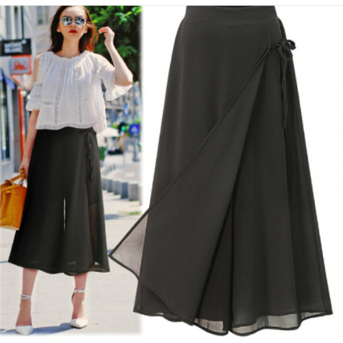 Damer Længere Wrap Skirt i flydende Chiffon Skovae