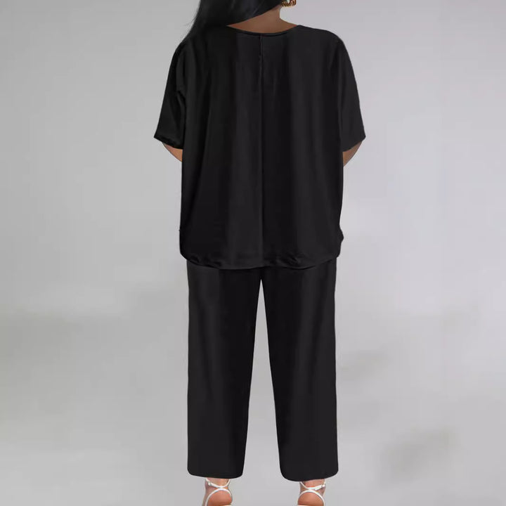 Dame Elegant V-udskæring Jumpsuit med bredt ben og justerbar taljebånd Stilla