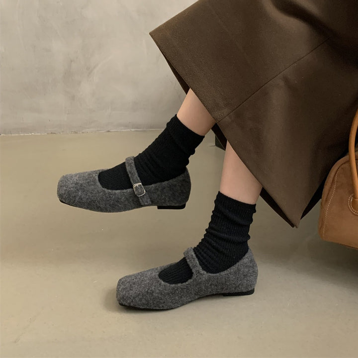 Femme Casual Mary Jane Flats med blødt filtstof Stilla