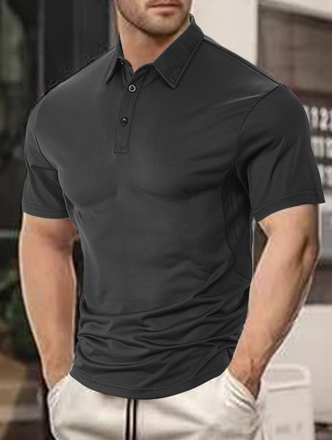 Herrer Polo-Shirt med fugtregulerende teknologi og moderne krave Stilla