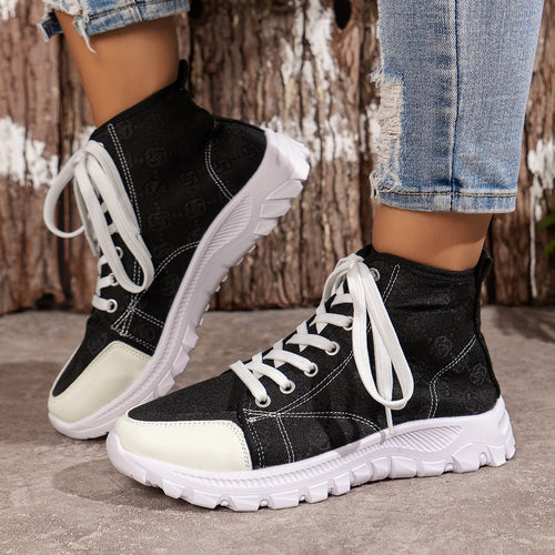 Dame High-Top Sneakers med moderigtigt logomønster og skridsikker sål Stilla