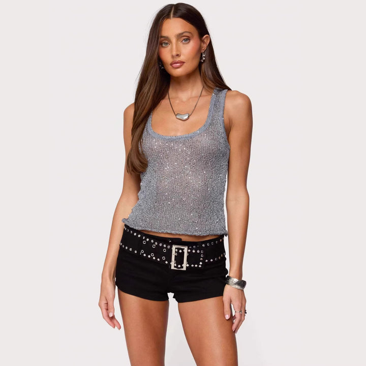 Dame Glamourøst Glitrende Tanktop Skovae