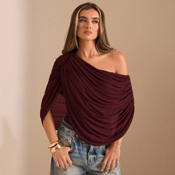 Dame En-sidig Chiffon-Bodysuit med Draperinger Skovae