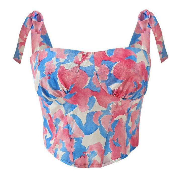 Dame Sommerlig Cropped Bluse med Spidsestropper Stilla