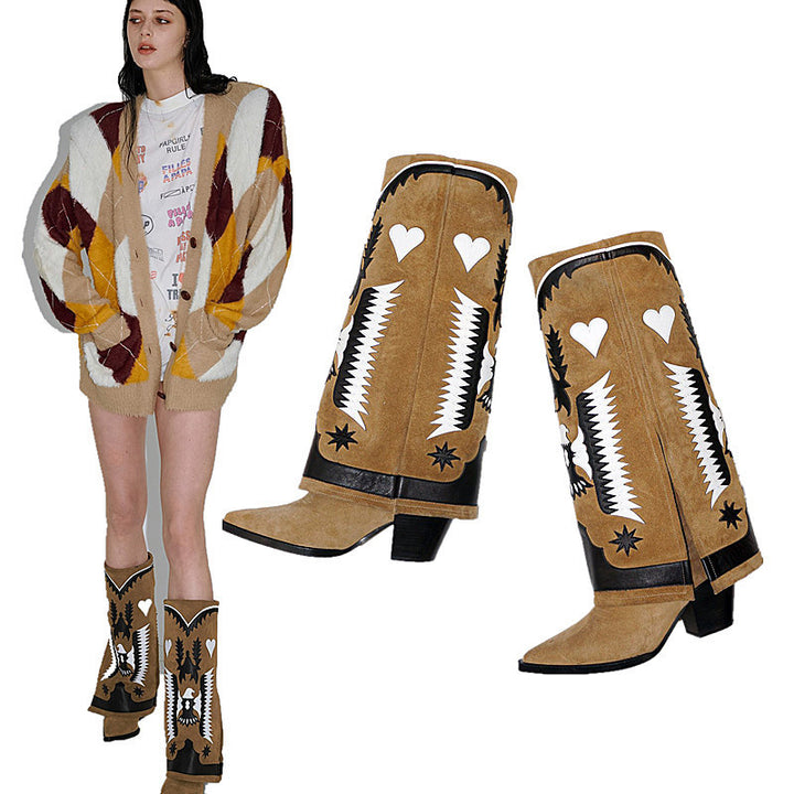 Femme Dekorative Western-stil Knæhøje Støvler Stilla