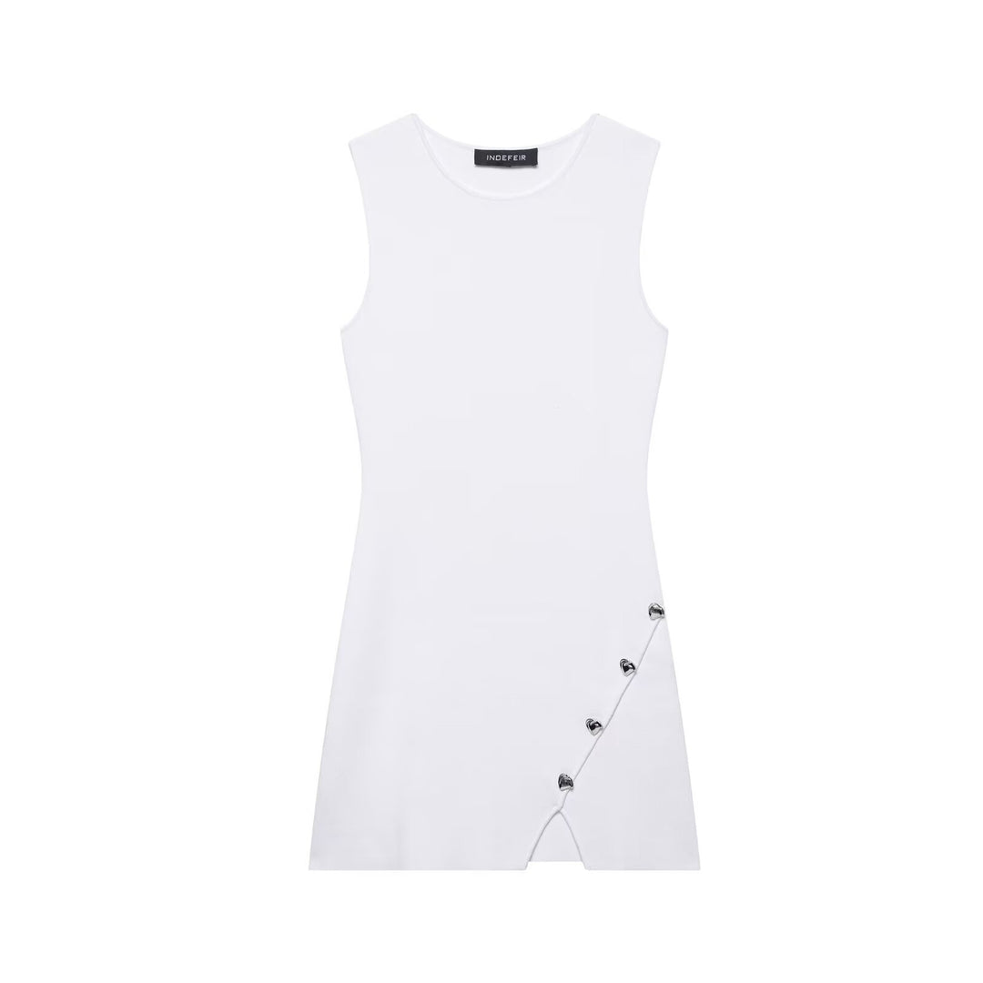 Femme Asymmetrisk Kort Kjole med Dekorative Accenter Stilla