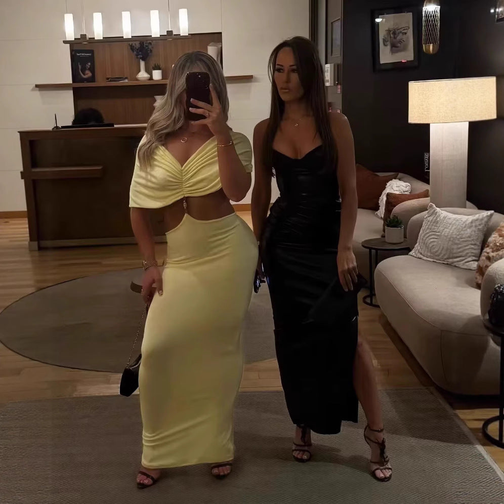 Femme Elegante Draperet To-delt Maxikjole Stilla