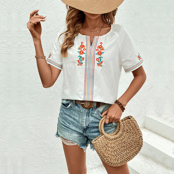 Femme Broderet Bohemian Crop Top Stilla