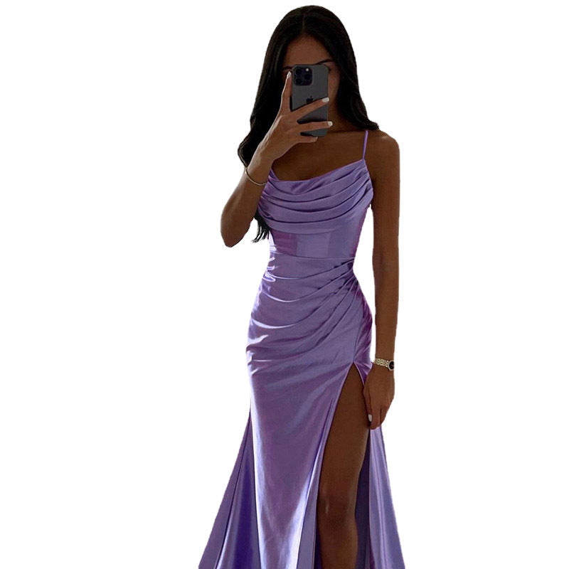 Dame Elegant Draperet Aftenkjole Stilla