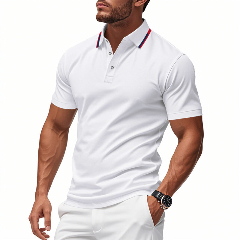 Herrer poloshirt med fugttransporterende teknologi og kontrasterende kraveaccentuer Stilla