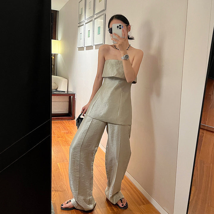 Dame bred linbukser med elegante paspulieringer Stilla