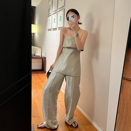 Dame bred linbukser med elegante paspulieringer Stilla