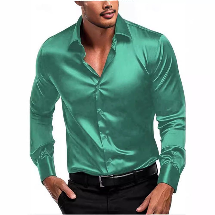 Herrer Hochglans Satin skjorte med moderne snit og elegante detaljer Stilla