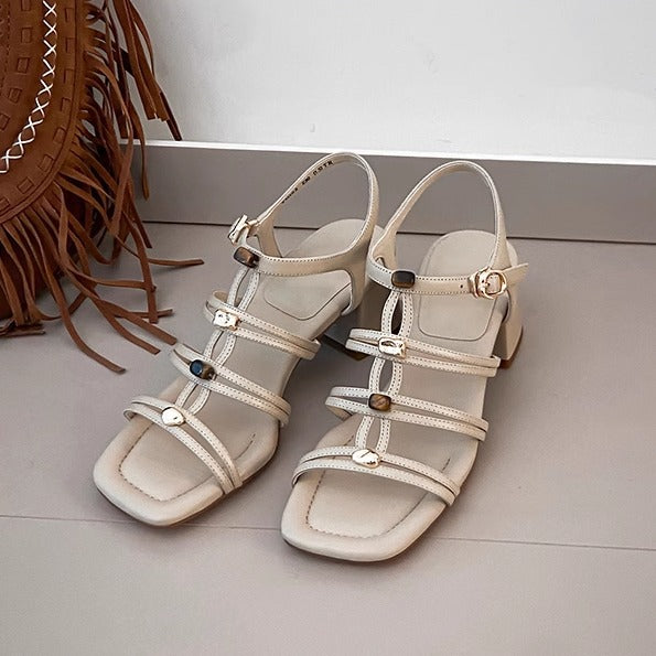 Dame Strappy Blokhæle sandaler med stilfulde spænde detaljer Stilla