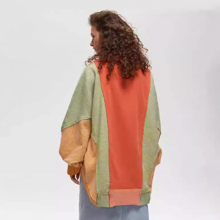 Dame moderne oversized pullover med unik farvemix Stilla