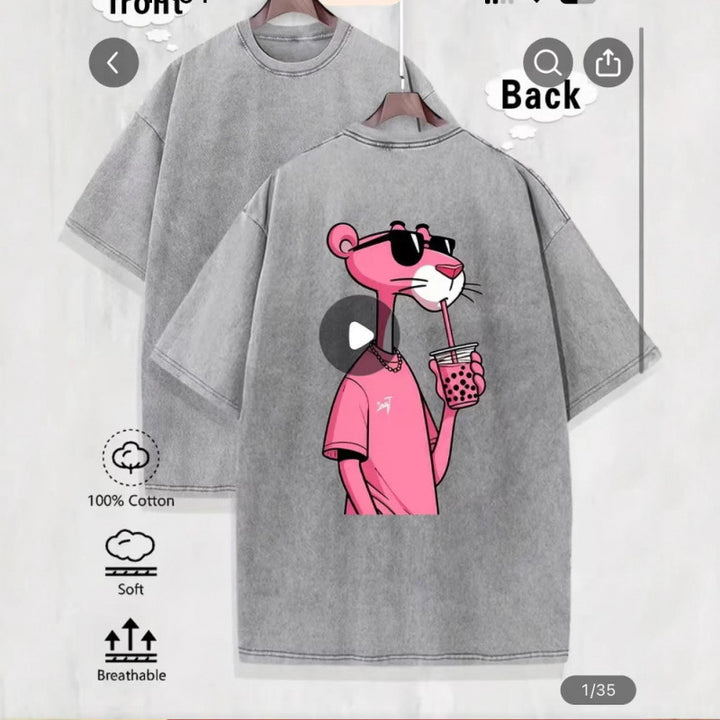 Dame Oversized T-shirt med unikt print Stilla