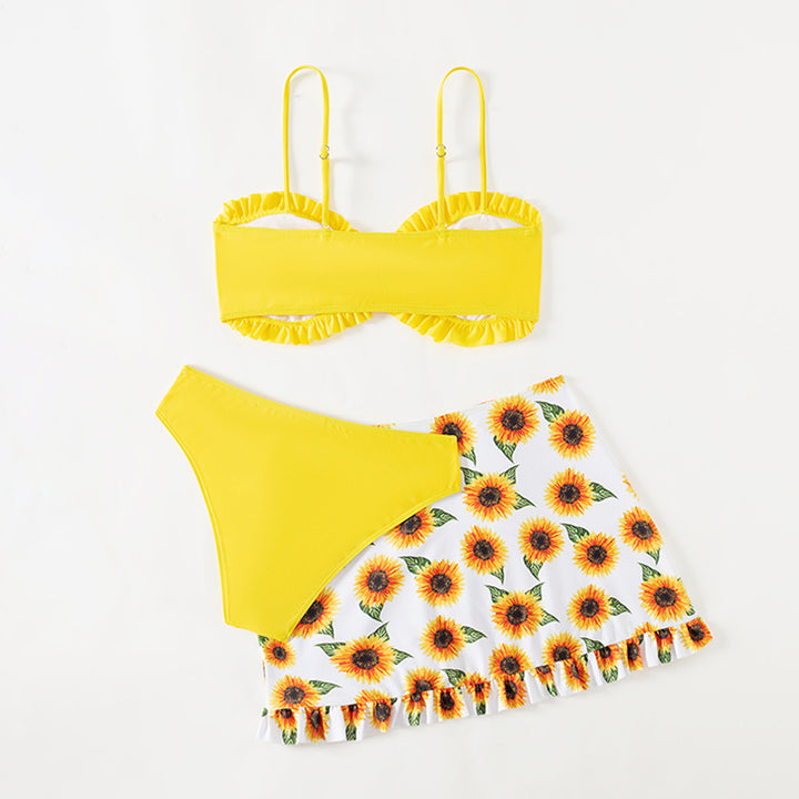 Dame bikini sæt med volangdesign og blomster nederdel Stilla