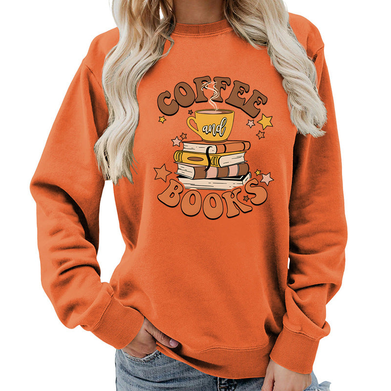 Dame sweatshirt med kreativ kaffe bog design Stilla