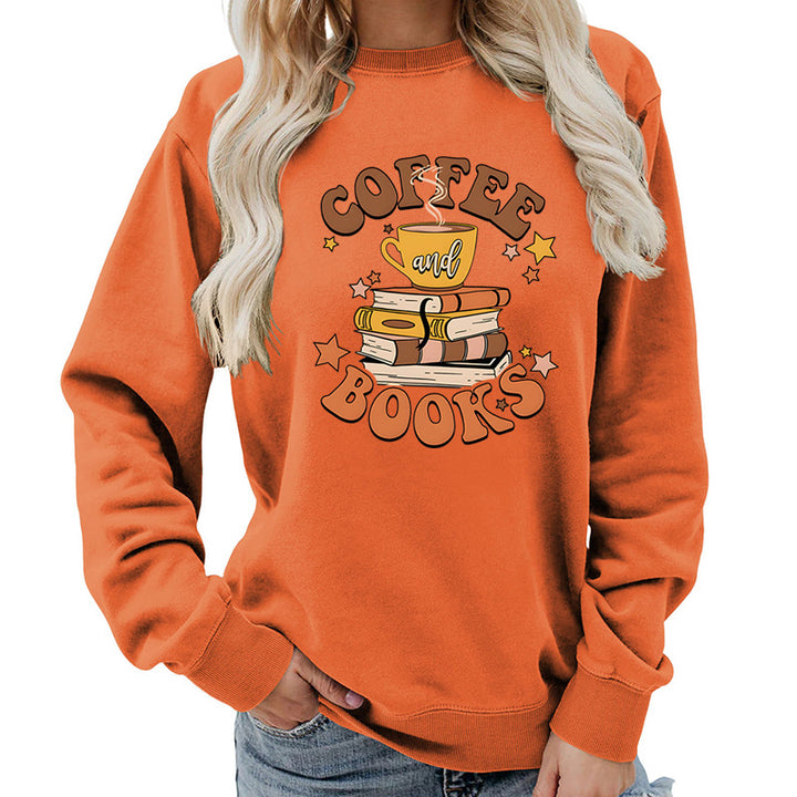 Dame sweatshirt med kreativ kaffe bog design Stilla