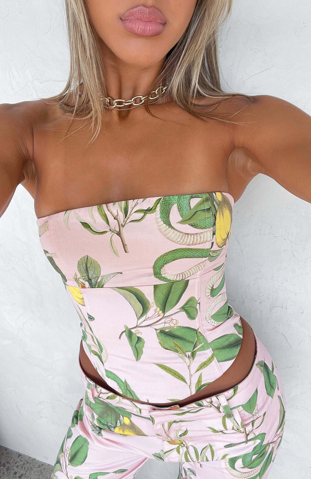 Dame Bustier-top med blomsterdesign og tætsiddende snit Skovae