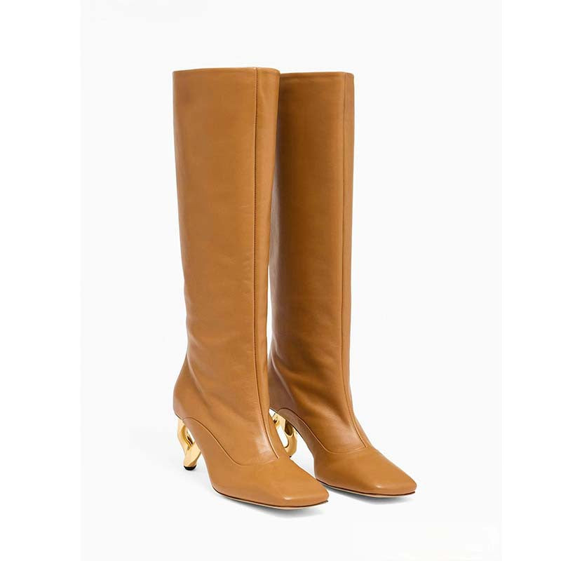 Femme Over-the-Knee Sleek Stiletto-støvler med unikke skulpturerede hæle Stilla