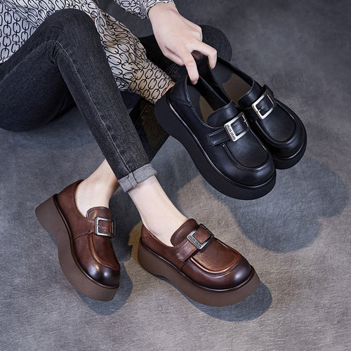 Femme Chunky Platform Loafers med dekorativ spænde-detail Stilla