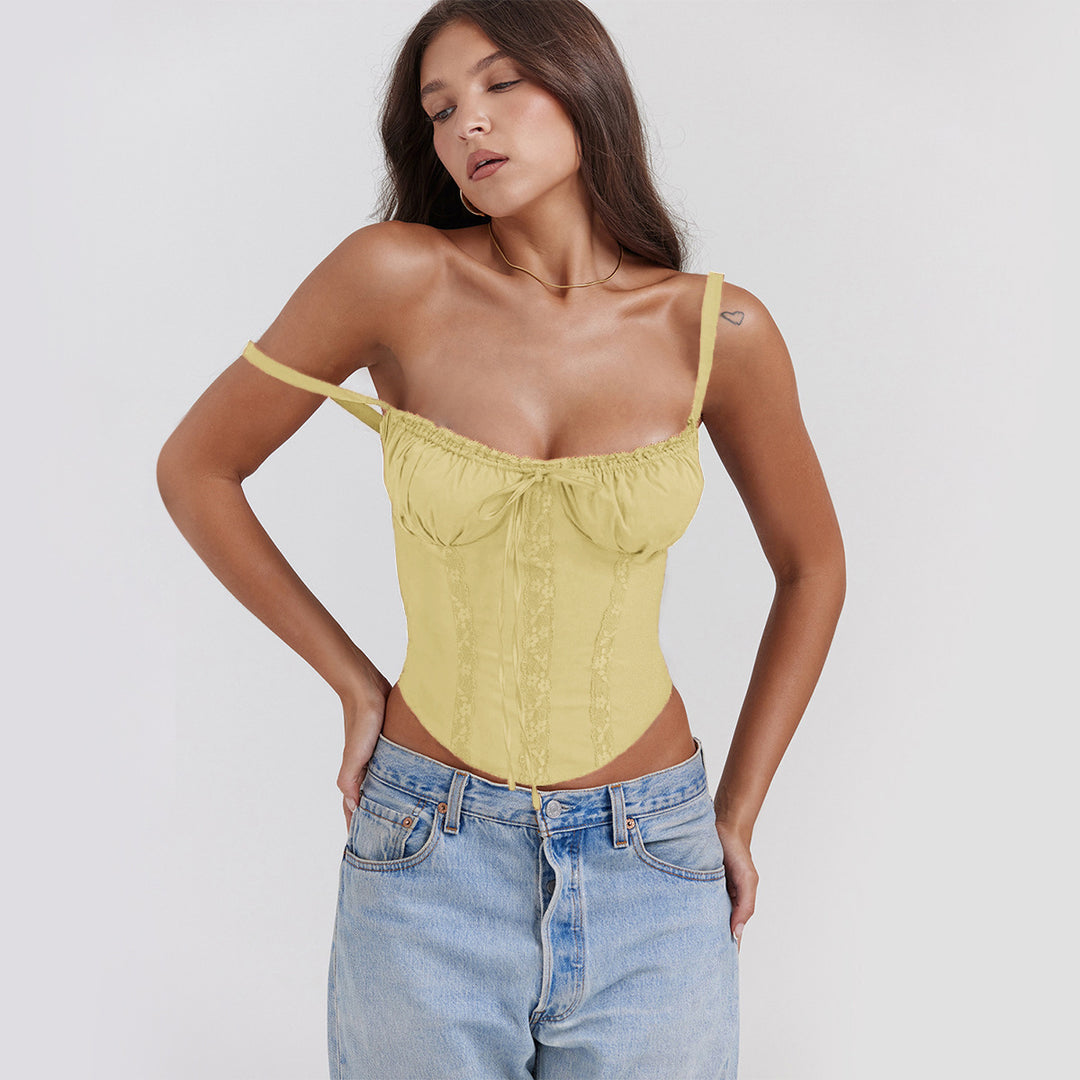 Kvinder corsage top med delikat blonde dekoration og justerbare stropper Stilla