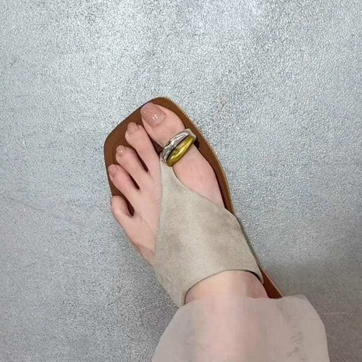 Dame Mode Flip-Flops med Metalldetalje Stilla
