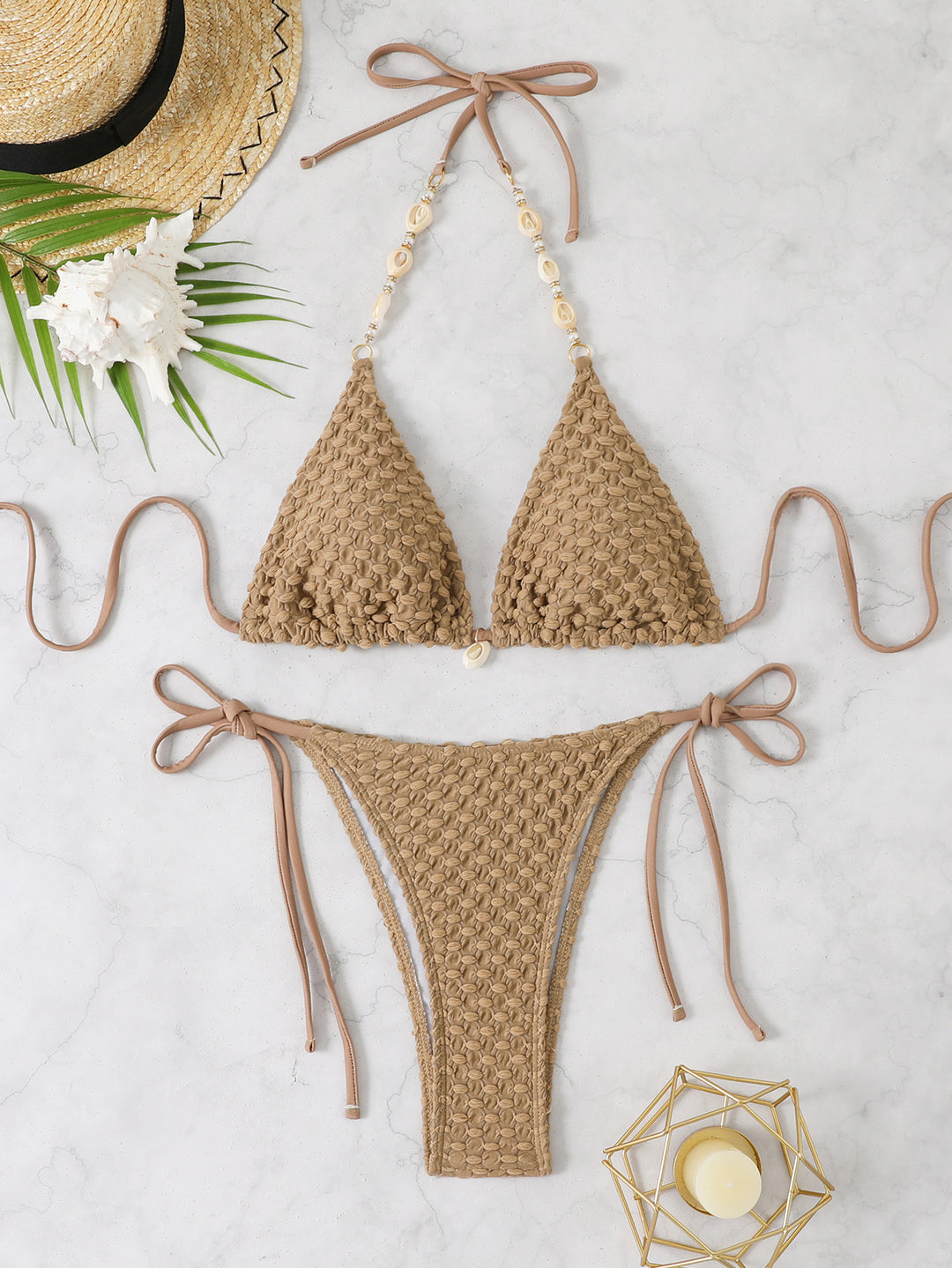 Dame hækle-bikini-sæt med elegante detaljer Skovae