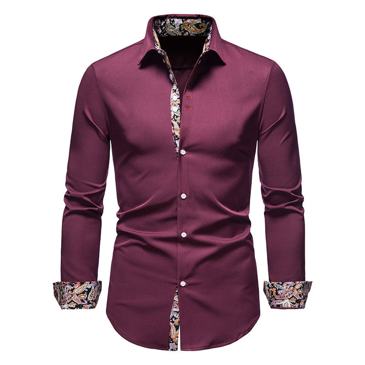 Herrer Elegant Slim-Fit Skjorte med Farverig Indvendig Kontrast Stilla