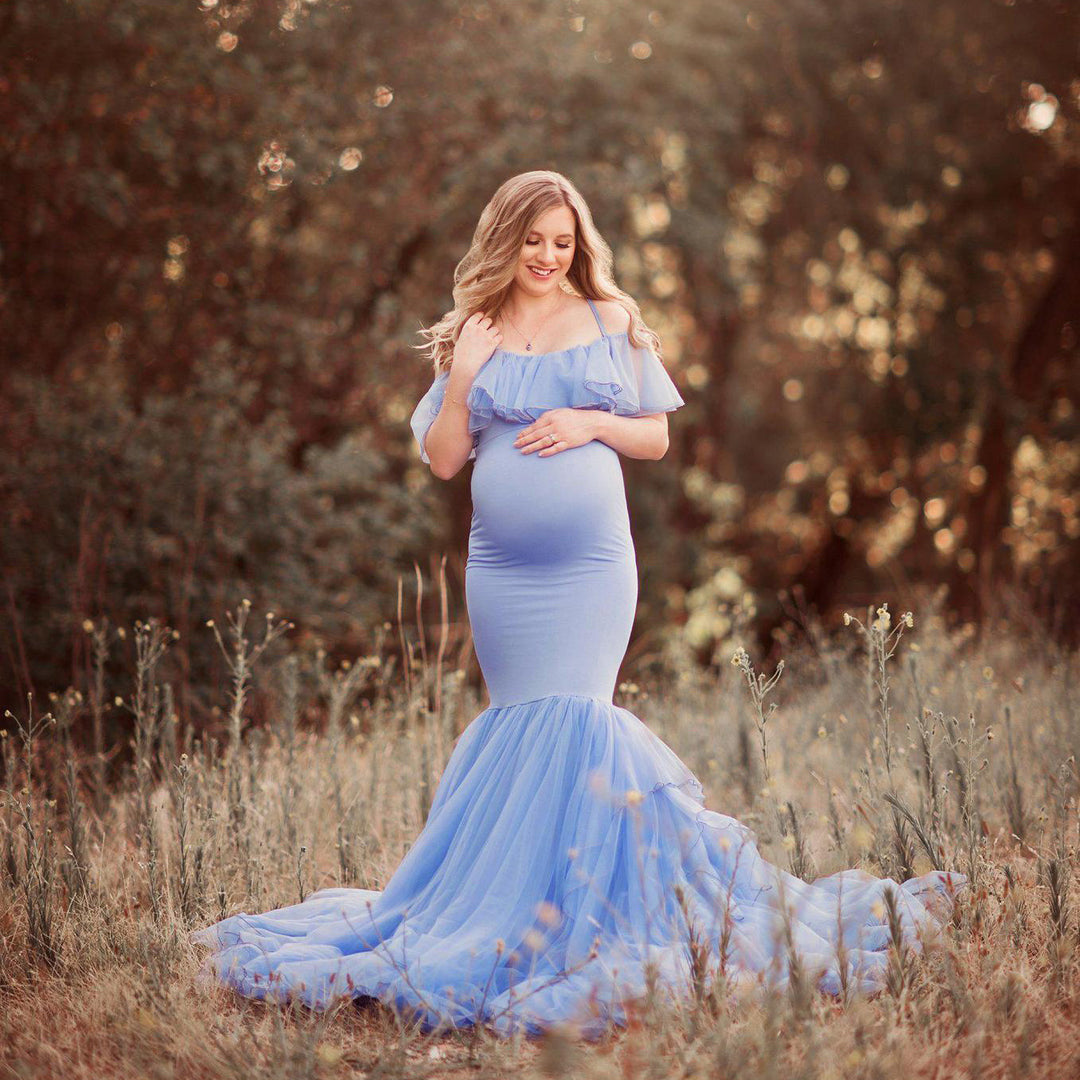 Dame Off-Shoulder Havfrue Maxi Kjole Stilla