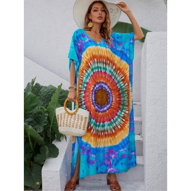 Kvinder Tie-Dye Maxi Kaftan Kjole Stilla