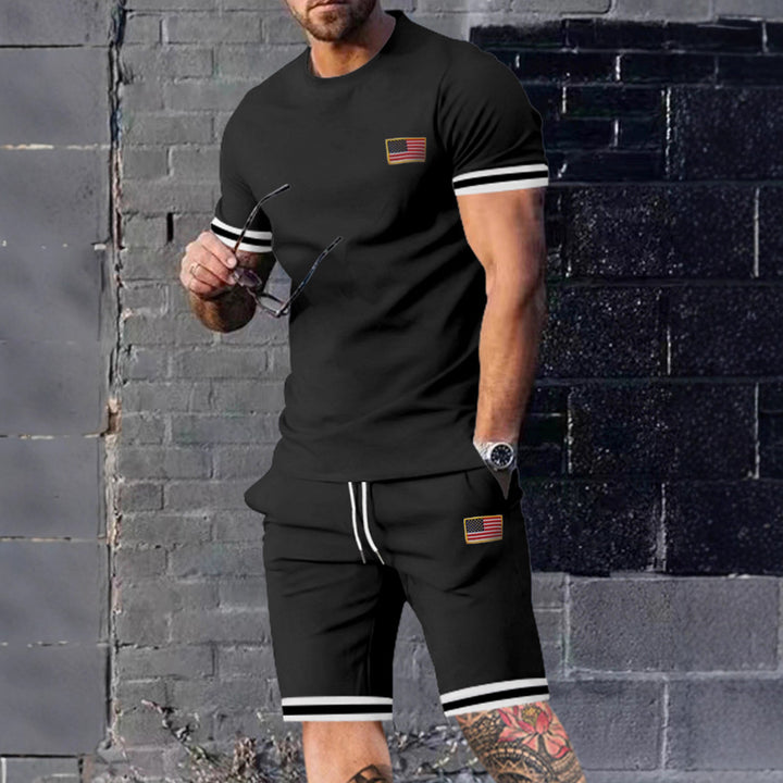 Herrer fritidsshorts og T-shirt sæt med stribet design Stilla